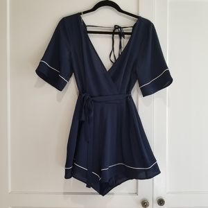 Trixxi navy blue sailor style romper